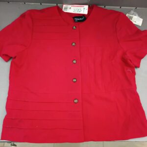 Melissa Harper Petite Pintuck Button-Down Blouse in Radiant Red