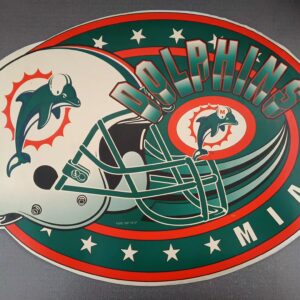 vintage 1997 miami dolphins nfl tin embossed metal sign