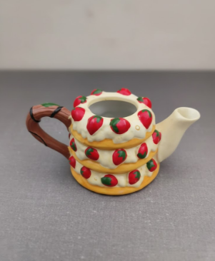 Whimsical Strawberry Shortcake Layered Ceramic Mini Teapot Whimsical Strawberry Shortcake Layered Ceramic Mini Teapot