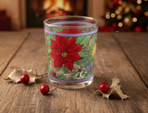 Heritage Poinsettia Holiday Votive & Juice Glass