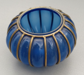 Cobalt Blue Ribbed Glass Votive Holder