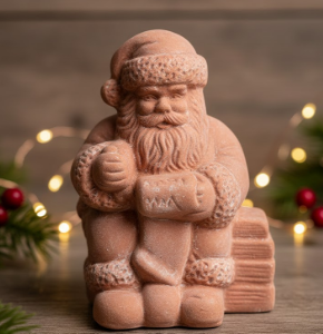 hand cast terracotta or tinted concrete santa figurine