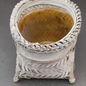Artisan Whitewash Woven Rice Basket