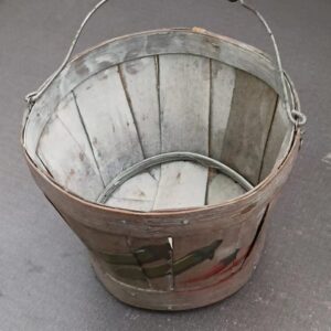Vintage Hand-Painted Wooden Harvest Bucket.