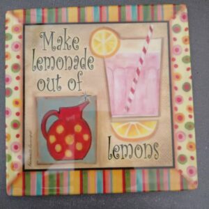 "When Life Gives You Lemons" Hand-Painted Glass Trivet
