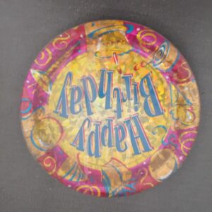 holographic "happy birthday" celebratory party plate