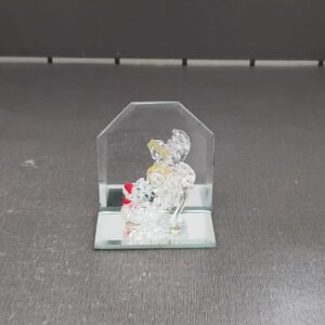 Hand-Spun Glass Abstract Sculpture with Golden Accents