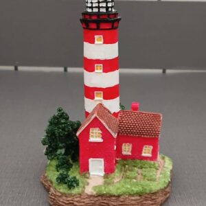 Red and White Striped Lighthouse Figurine